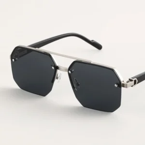 New High End Men’s & Women’s Square Sunglasses UV400 Half Frame for Driving Travel Street Photography & Face Small