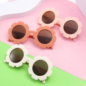 New Kids Flower Sunglasses Toddler Cute Floral Glasses Flower Shaped Outdoor Beach Eyewear UV Protection Baby Sunglasses