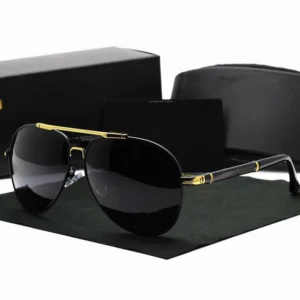 New Light Luxury Double Bridge Metal Sunglasses Black and Red Frames for Unisex Outdoor Driving