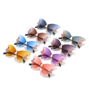 New Luxury Diamond Metal Sun Glasses Large Frame Butterfly Glasses Fashion Colorful Multicolor Sunglasses Women Oversized