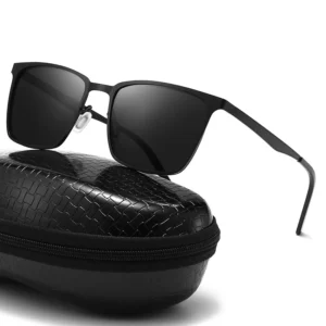 New Luxury Unisex Polarized Sunglasses Men’s Black Metal Square Cycling Glasses UV400 Protection White Frame Performance Eyewear