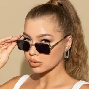 New Metal Frame Unisex Vintage Sun Glasses Retro Rectangle Uv400 Fashion Designer Women Men Sunglasses