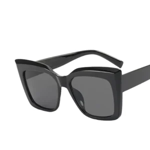 New Retro Fashion European Cat’s Eye Trendy Large Resin Frame Designer Custom Plastic Fashion Black Sunglasses