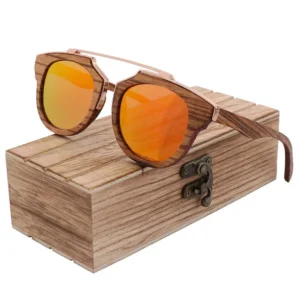 New Retro Natural Wooden Sunglasses Polarized Travel UV400 Round Handmade Eco Friendly Sun Glasses Custom Logo