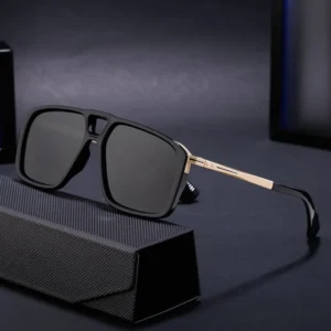 New Retro Oversized Frame Metal Polarized Sun Glasses Custom Outdoor Trendy Square UV Sunglasses Men