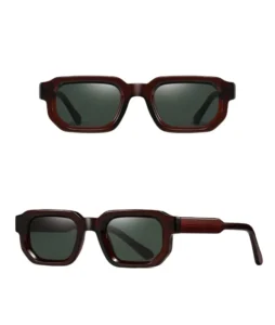 New Retro Trend Skinny Rectangle UV 400 Sunglasses Dark Cherry Red PC Frame with CP Temple for European American Women Men