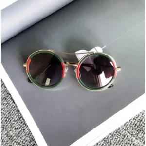 New Round Frame Stitching Double Beam Retro Fashion Sun Glasses Luxury Custom Unisex Personalized Clear Frame Sunglasses