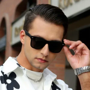 New Square Polarized UV400 Full Frame Acetate Men’s High end Sunglasses with Sun Protection for Fishing & Outdoor Sports