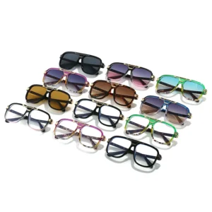 New Square UV400 Fashion Sunglasses for Men Women Full Frame Stripe Design Eyeglasses Frames
