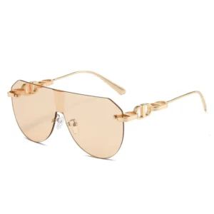 New Style Metal Personalized Unisex Frameless Sunglasses High Grade Fashion UV400 Protection Trendy Gold