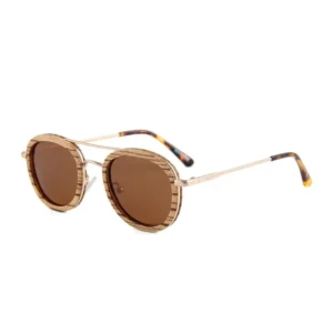 New Style Wooden Round Frame Fashion Sunglasses Metal Hinge Sunglasses Retro Polarized Glasses Unisex