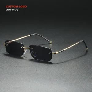 New Trend Fashion Vintage Metal Unisex Rimless Small Square Sunglasses