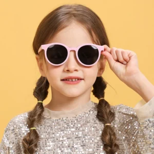 New Trending Design Kids Children Girl Silicone Round Custom Sun Glasses Fashion Kid Sunglasses with High Quality