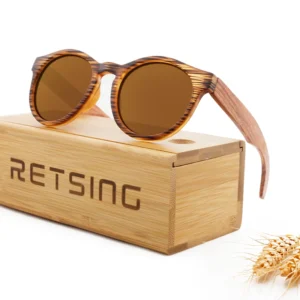 New Trending Polarized Lens Wooden Sunglasses Eco Friendly Custom Wood Sunglasses logo Round Frame Bamboo Sunglasses Men