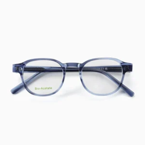 New Trendy Bio Acetate Optical Glasses Round Style for Men Women in Blue Black Frames with Custom Logo