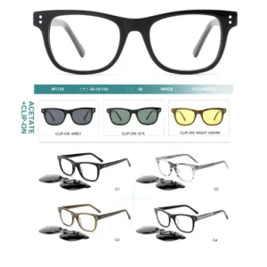New Trendy Fashion Classic Retro Acetate Full Rim Clip Polarized UV400 Square Anti Glare Sunglasses