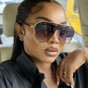 New Trendy Large Frame Hollow UV400 Lens Alloy Y2K Sunglasses Women’s European American Style Butterfly Sunglasses