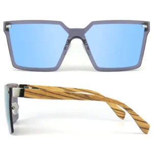 Newest Design Polarized Wood Sunglasses UV400 protection Fashionable Sun Glasses With square Lens One Piece Lens Sunglasses