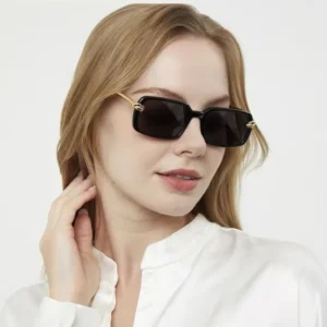 Newest Square Sunglasses with Rope Knot Design Metal Temples Vintage Fashion Sun Glasses for Women UV400 Protection Outdoor