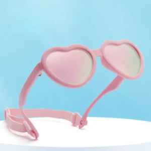 Newly Designed Heart Shaped Silicone Safe Frame Shade Sunshine Polarized Baby Sunglasses for 0-3 Years Old