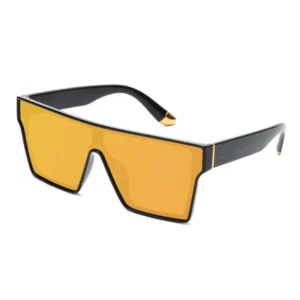 ODM Custom Classic One Piece Oversized Square Mirror Gold Pink Lens Sports Sunglasses