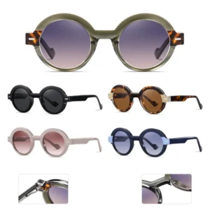 OEM Acetate Sunglasses for Women Trendy Vintage Clear Glasses Design S26109 Tac Polarized Lenses Black Gold Silver Gray Frames