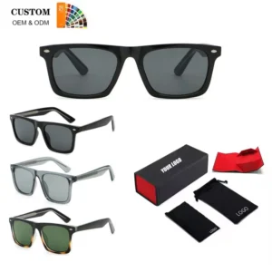 OEM Men’s Square Frame Sunglasses UV400 Lightweight Retro Custom Sunglasses