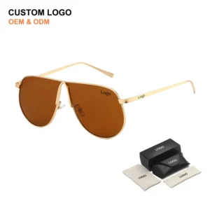 OEM ODM Custom Fashion Metal Frames Sun Glasses Unique Shield Oversized Designer Women Sunglasses