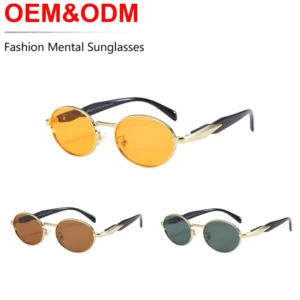 OEM Oval Metal Women’s Sunglasses Versatile Driving Sunglasses Anti UV400 Glasses Unisex Adult
