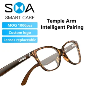 OEM Smart Audio Glasses With 3 Changeable Frames Bluetooth Open Ear Sunglasses AI Voice Control HD Call Magnetic Charging