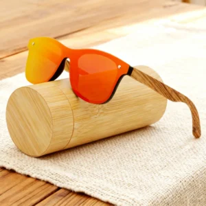 One Piece Lens Bespoke Logo Sunglasses Handmade Real Wood Temple for Street Photography and Parties