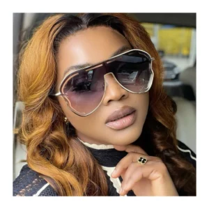 One Piece Metal Sunglasses Y2K Design Female Oversized Sunglasses Men
