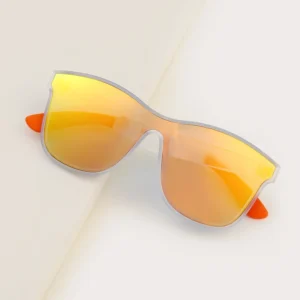 One Piece Orange Lens Designer UV400 Plastic Big Orange Frame Women Fashion Unisex Men Tinted Lens Sunglasses