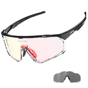 One-piece Large-vision PC Lenses Photochromic Black Comfortable Sport Sunglasses for Mens Women Outdoor Dazzling Cycling