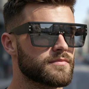 One-piece Sunglasses Retro Big Frame Dot-shaped Rivet Square-framed Large Sunglasses