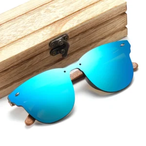 One piece lens plastic pc wood bamboo sunglasses