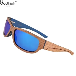 Outdoor Driving Fashion Wide Temple Sport Eye Wear Bamboo Wooden UV400 Polarized CE Light Weight Glasses for Bicycle Sports