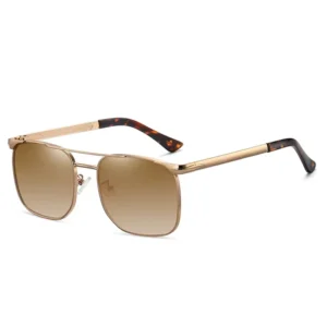 Outdoor Metal Frame Retro Double Bridge UV400 Square Sunglasses Women Men Trendy Sunglasses