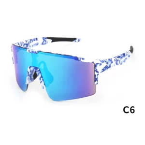 Outdoor Mirrored Polarized UV Protection Cycling Safety Glasses One Piece Lens Windproof Sport Mountain Bike Bicycle Sunglasses