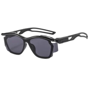 Outdoor Sports Cycling UV400 Color Blocking Sunglasses with Curved Hollow Design Trendy Fashion Large Frame Unisex Glasses