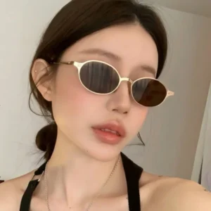 Oval Metal Sunglasses Trendy Designer Custom Logo