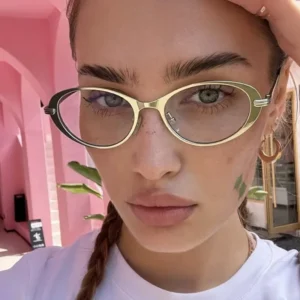 Oval Minimalist UV400 Full Frame Sunglasses European American NewInsHigh End Retro Internet Famous Metal Women