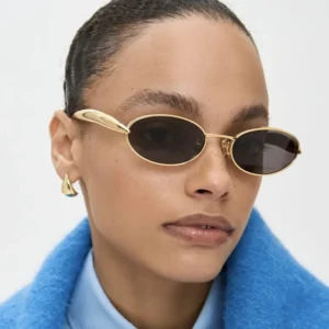 Oval Small Frame Sunglasses New Sunglasses European and American Personality Fashion Metal Sunglasses High Sense