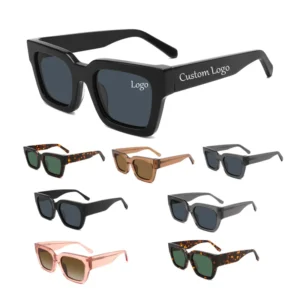 Overside Luxury Glasses Black Thick Square Frame Custom Logo Acetate Sunglasses UV400 Polarized Sunglasses