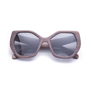Oversized Anti Reflective Sun Glasses Eyewear Polarized UV400 Vintage Women Men Hexagonal Bamboo Wood Sunglasses
