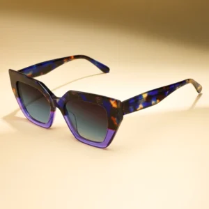 Oversized Big Frame Cat Eye UV400 Protection Sunglasses with Purple Acetate Frames