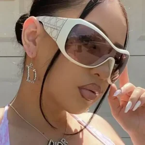 Oversized Frame Gold Mask Sunglasses UV Protection Punk Sports Outdoor Y2K Fashion Women’s Sunglasses