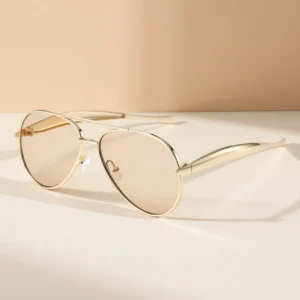 Oversized Metal Pilot Women’s Cat Eye Sunglasses UV400 Protection Comfortable Fashion Driving Travel Shades