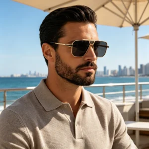 Oversized Square Double Bridge Full Rim Sunglasses UV400 Metal PC Lenses Stylish Luxurious Light Weight Daily Wear Outdoor