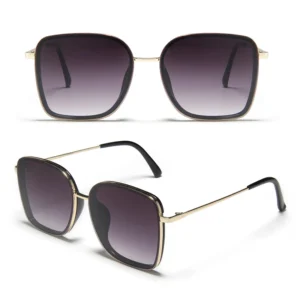 Oversized Square Sunglasses with Two Tone Metal Frame Women Shades Gradient Sunglasses Luxury UV400 Eyewear